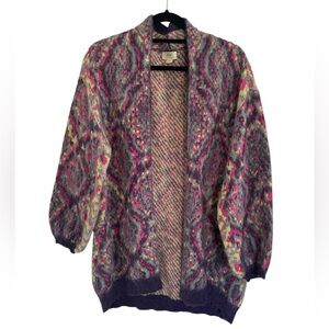 Anthropologie Maeve Multicolor Neon Knit Open Front Cardigan Size Small